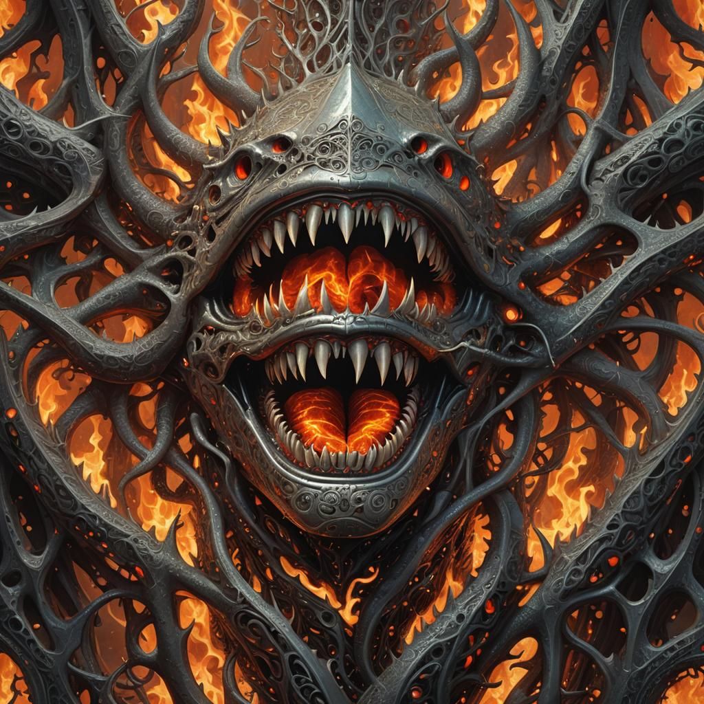 Filigree Lava Flames in Intricate Digital Art