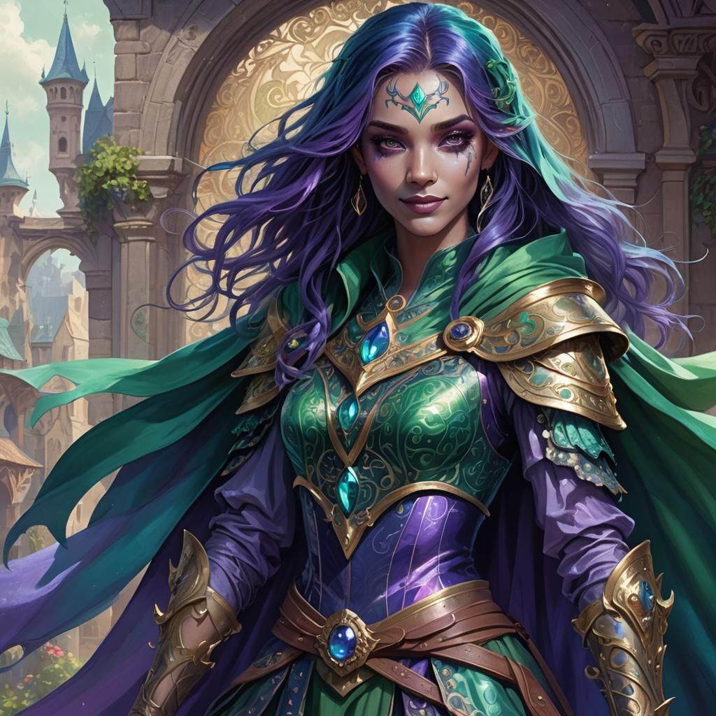 Fantasy Warrior Woman with Blue Skin and Sword