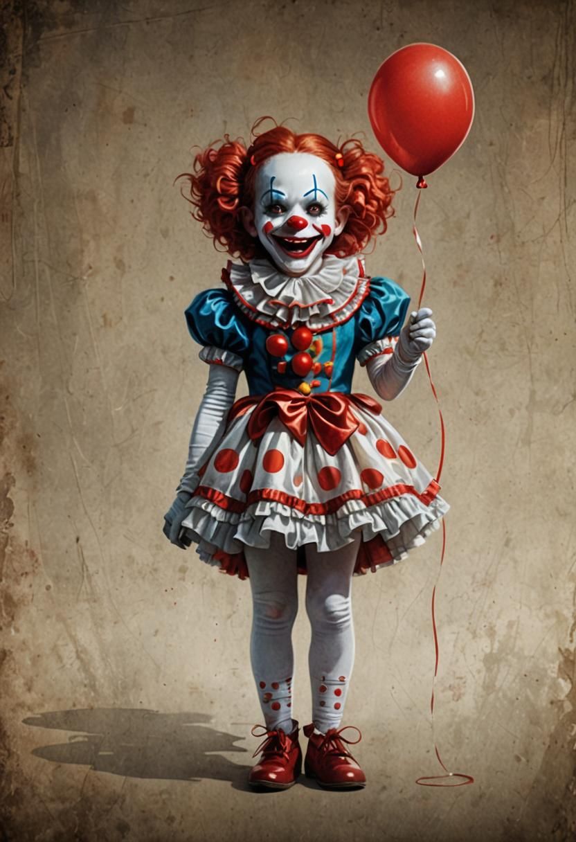Mischievous Girl as Clown in Comic Book Art Style