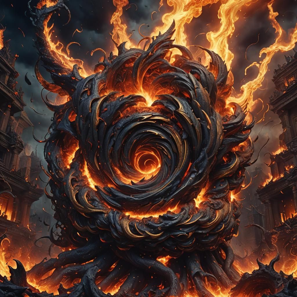Infernal Soul Tornado: Surreal Hellscape Art