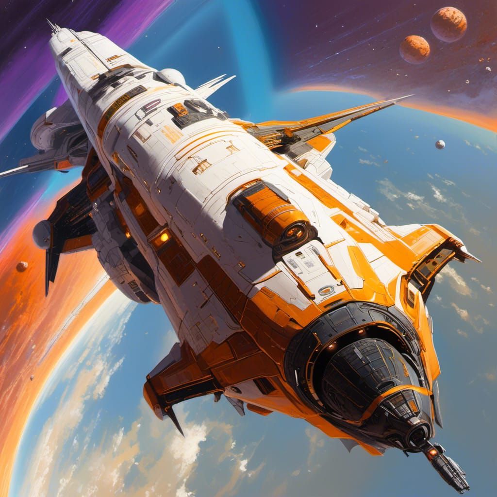 Impressive Spacecraft Exploring Deep Space in Sci-Fi Style