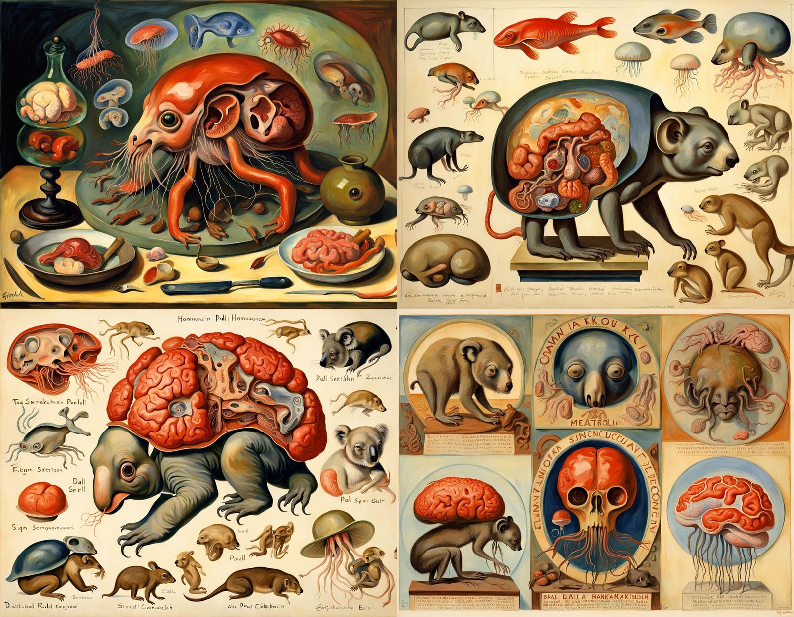 Surreal Koala Kangaroo Hybrid With Internal Organs