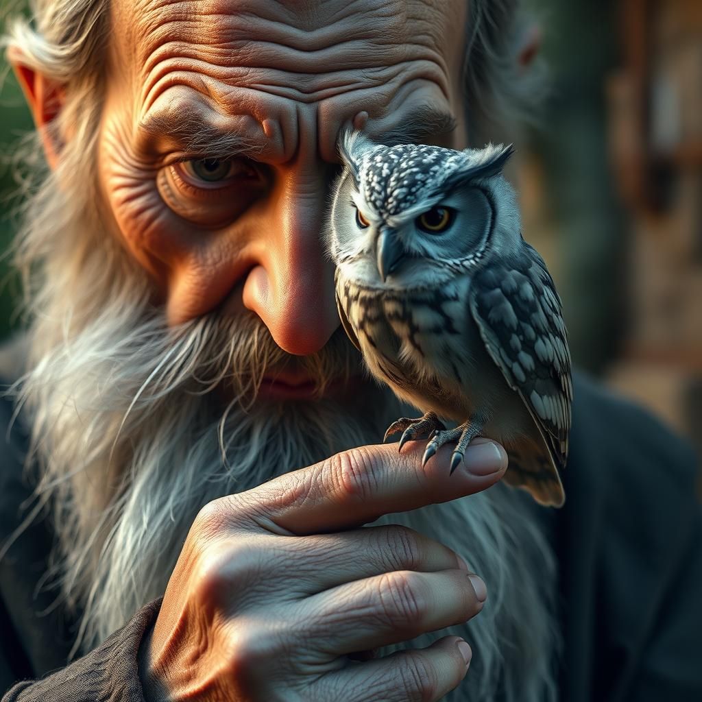 Wizard and Owl in Digital Dreamscape Style