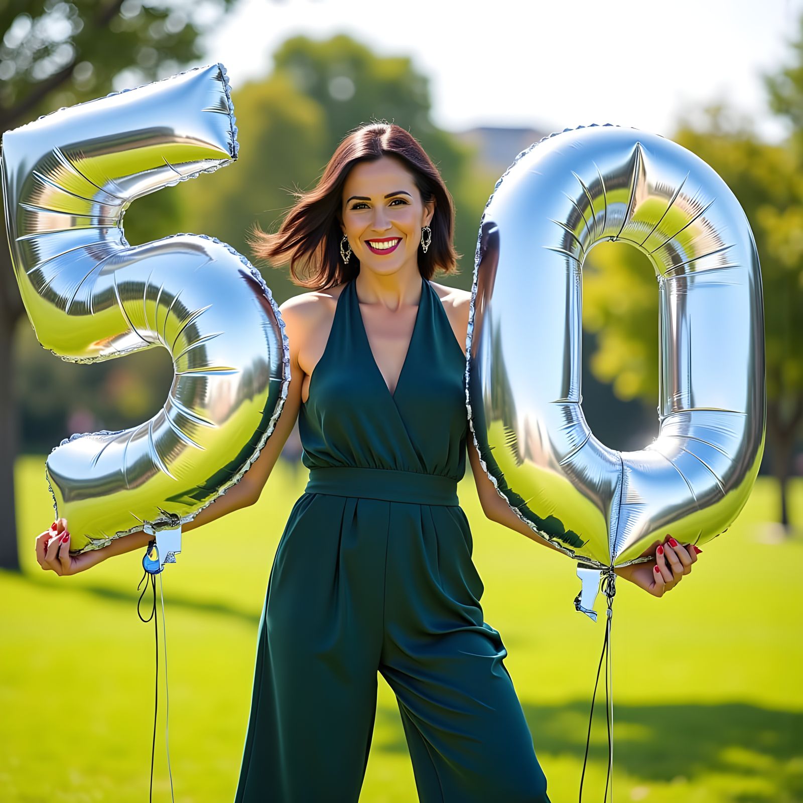 Jubilant Woman Celebrates 50th Birthday in Pinup Style