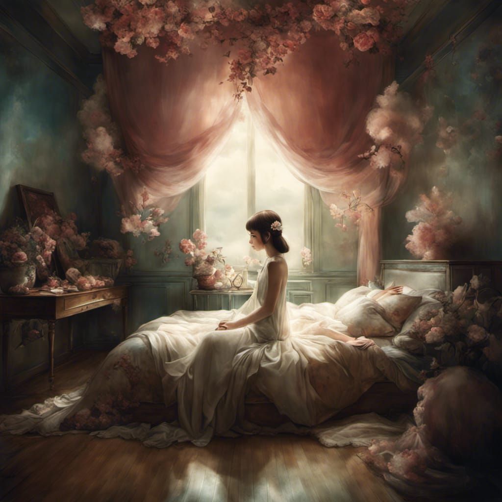 Dreamy Bedroom Scene Inspired by Japanese Illustration