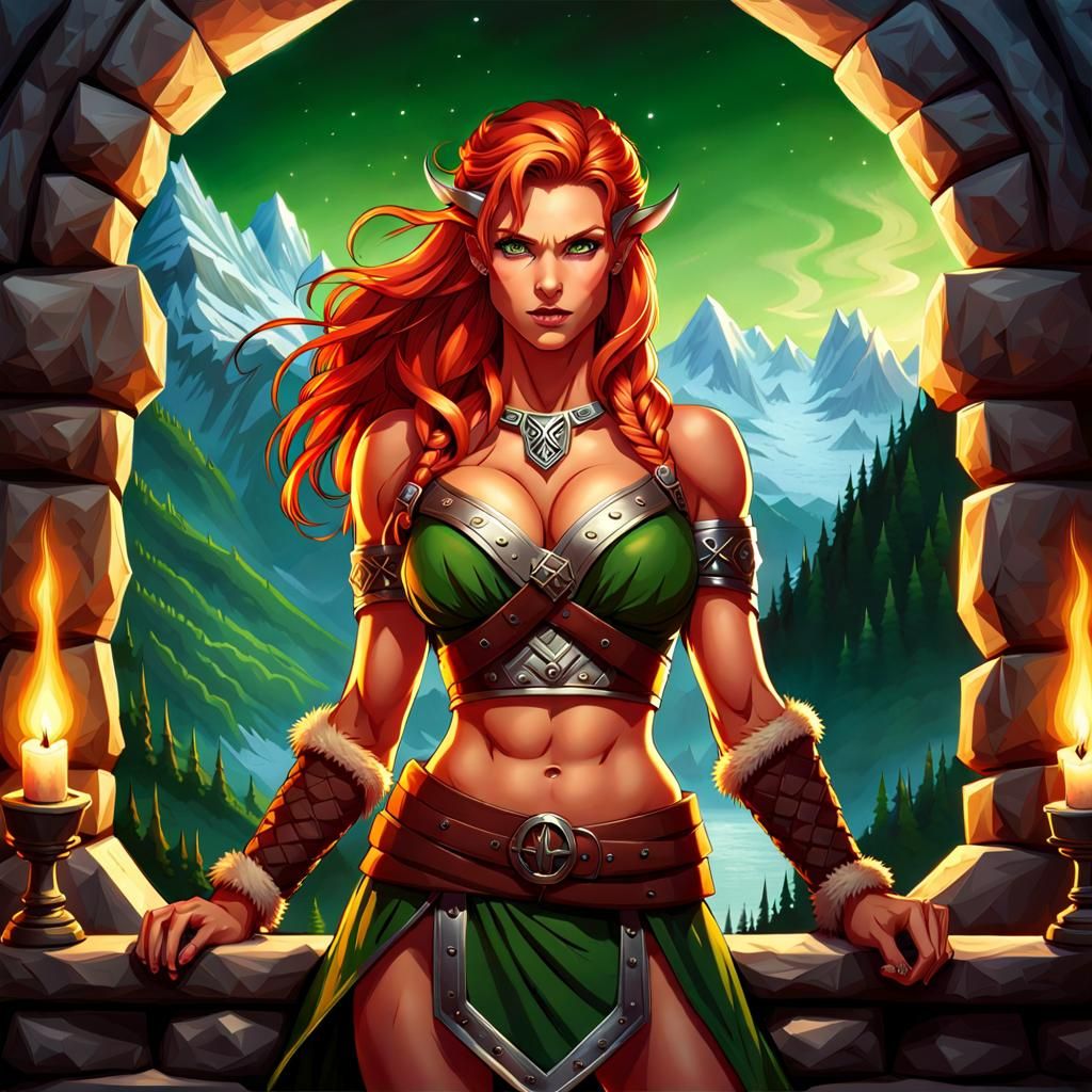 Red Hair Female Barbarian Warrior