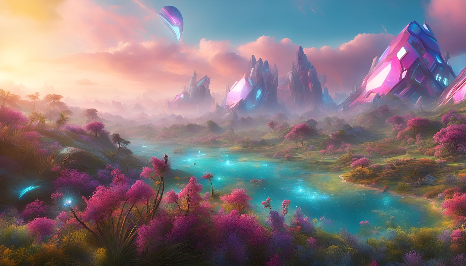 Futuristic Biopunk Landscape in Opalescent Haze