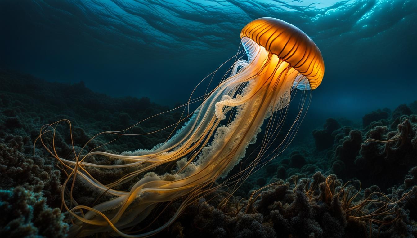 Bioluminescent Jellyfish in the Deep Ocean