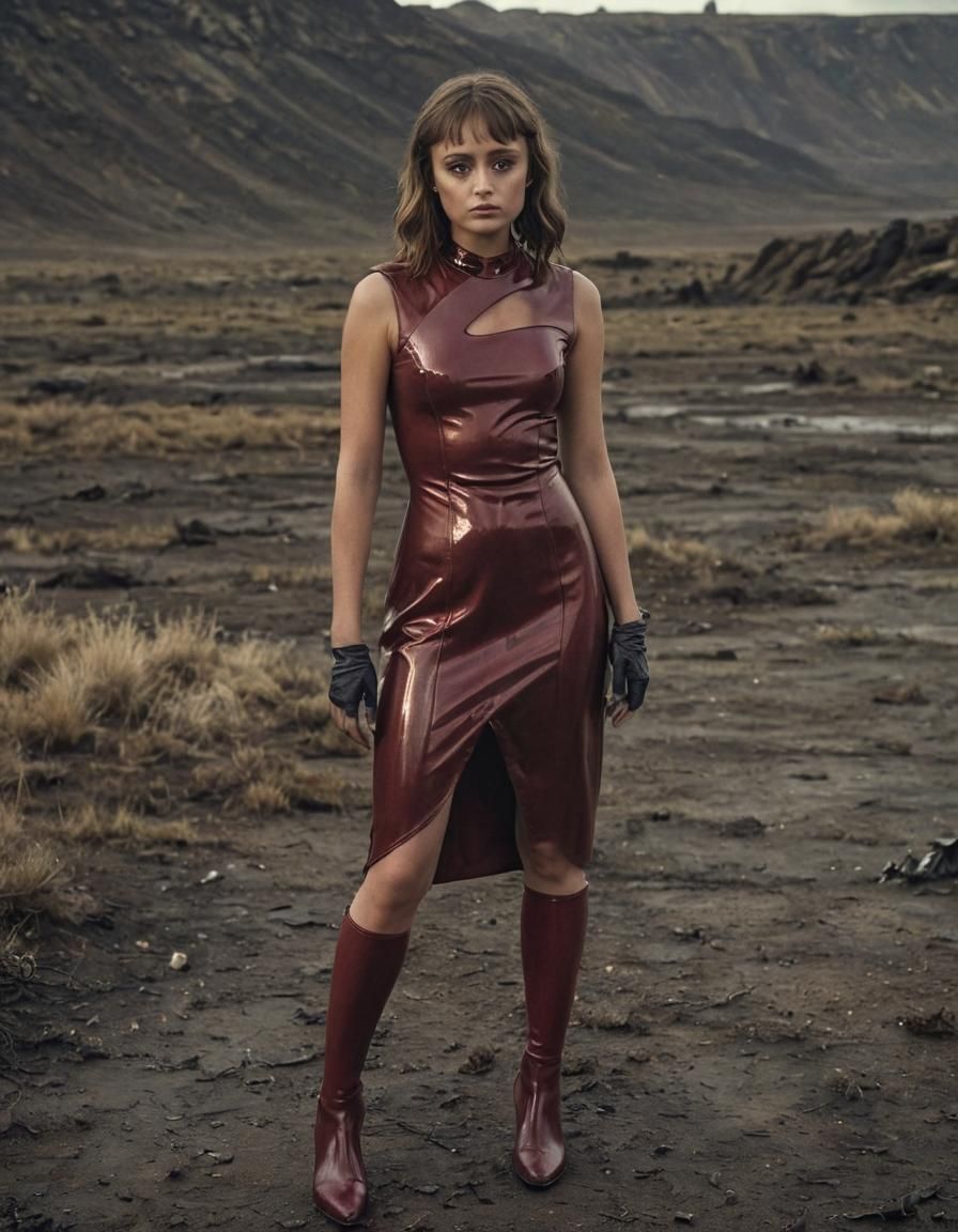 A stunning and dramatic cinematic film still featuring actre...