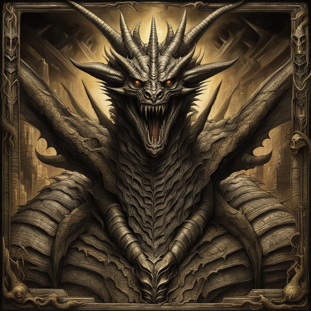 King Ghidorah in H.R. Giger Style