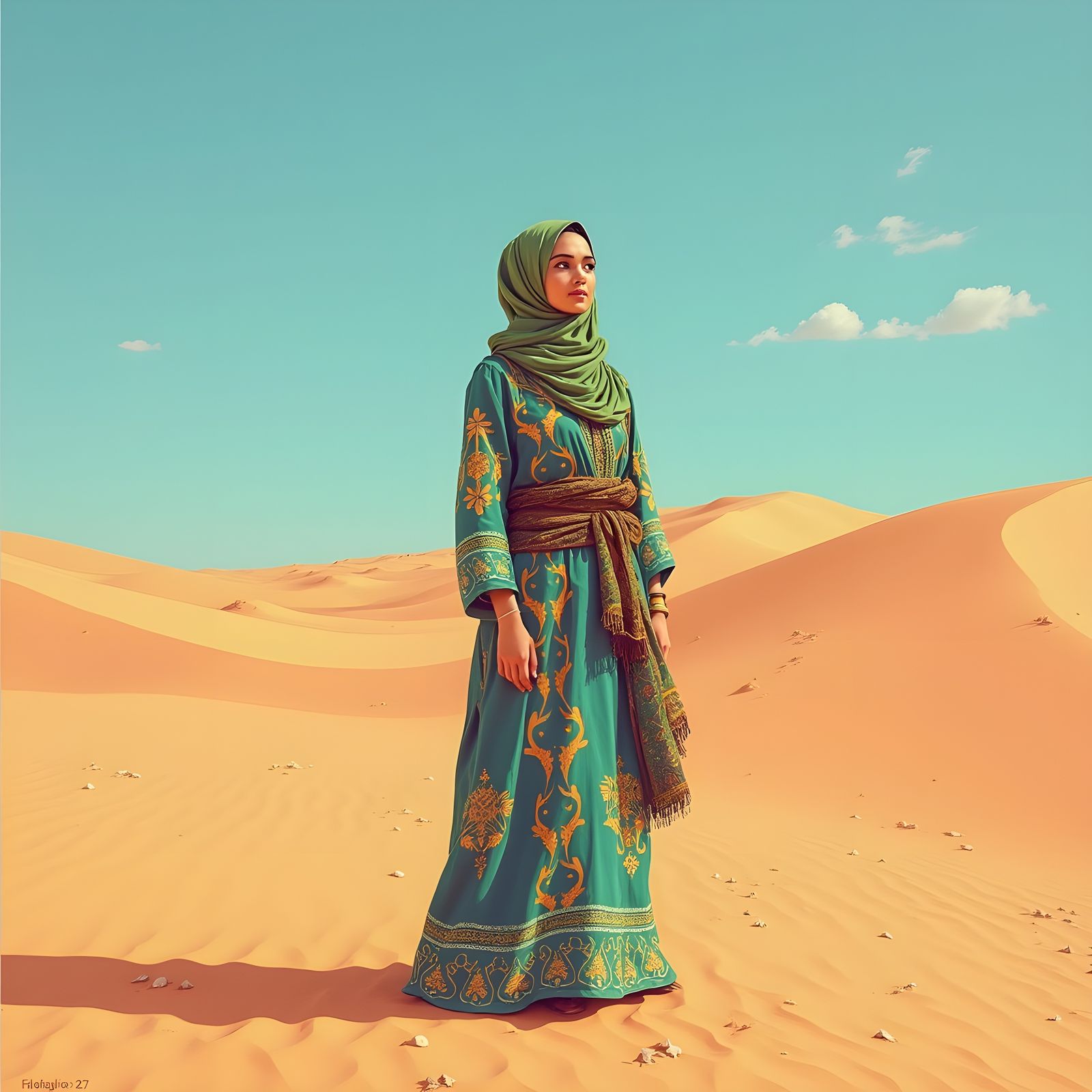 Arab Woman in Desert Landscape