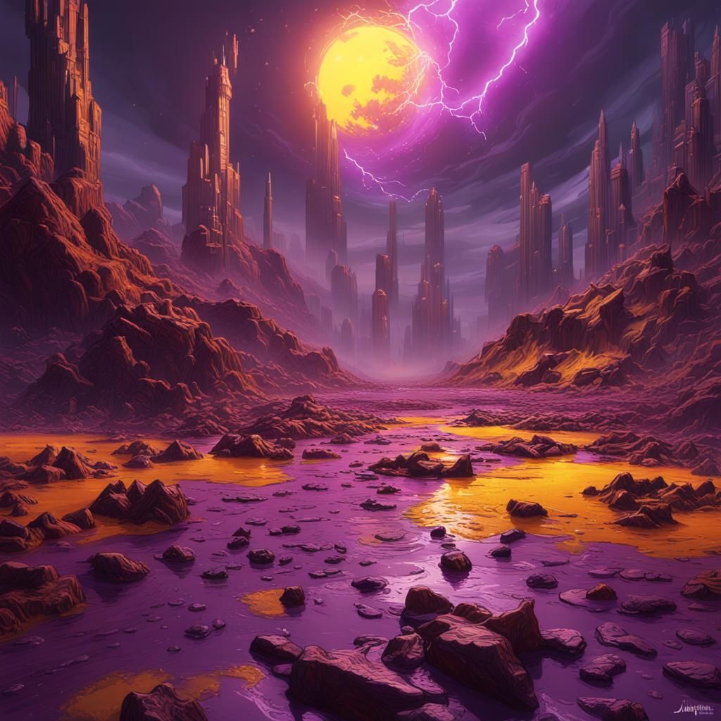 Melting Earth After Nuclear War in Dark Fantasy Style