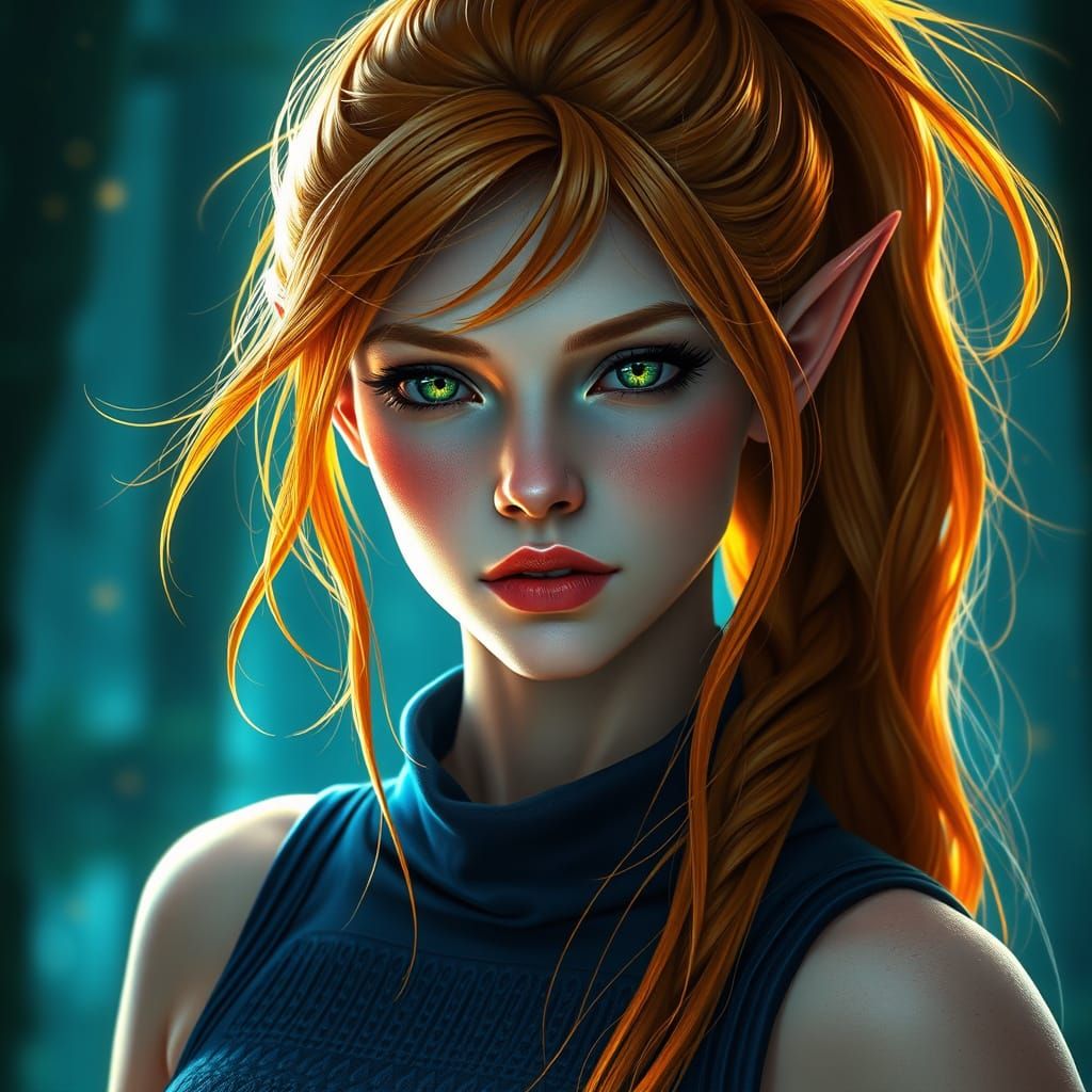 Ethereal Female Elf Druid in Vibrant Colors