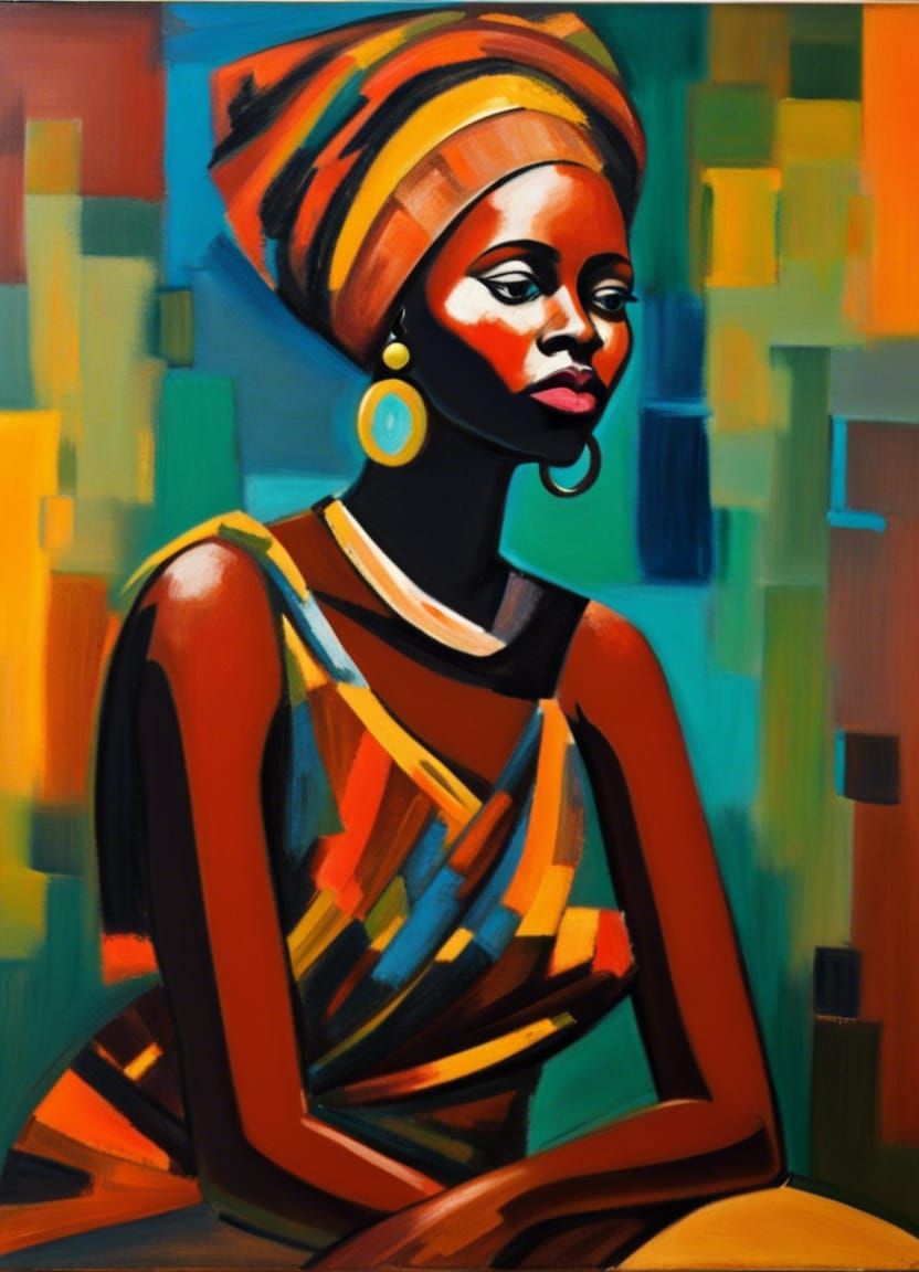 Lois Mailou Jones. African art. Portrait of a beautiful young woman.