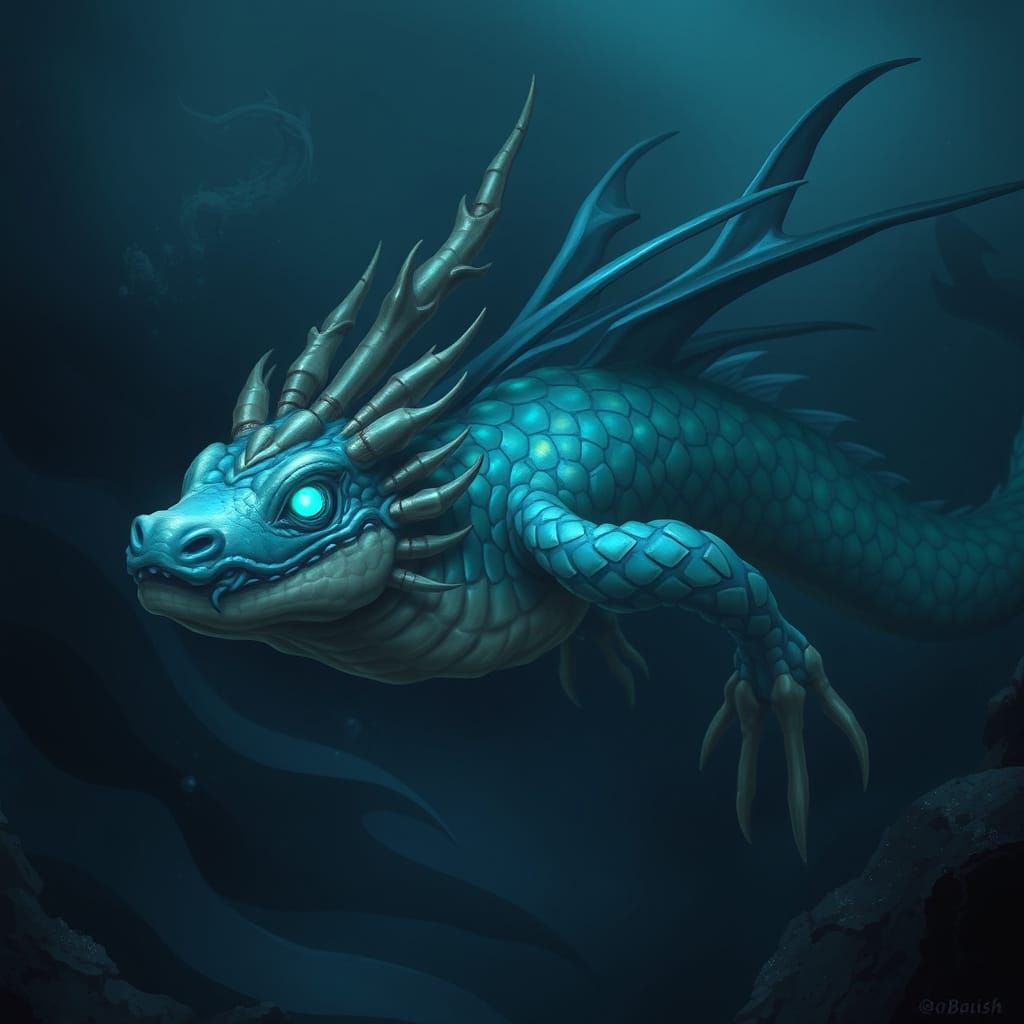 Deep Sea Dragon with Iridescent Scales