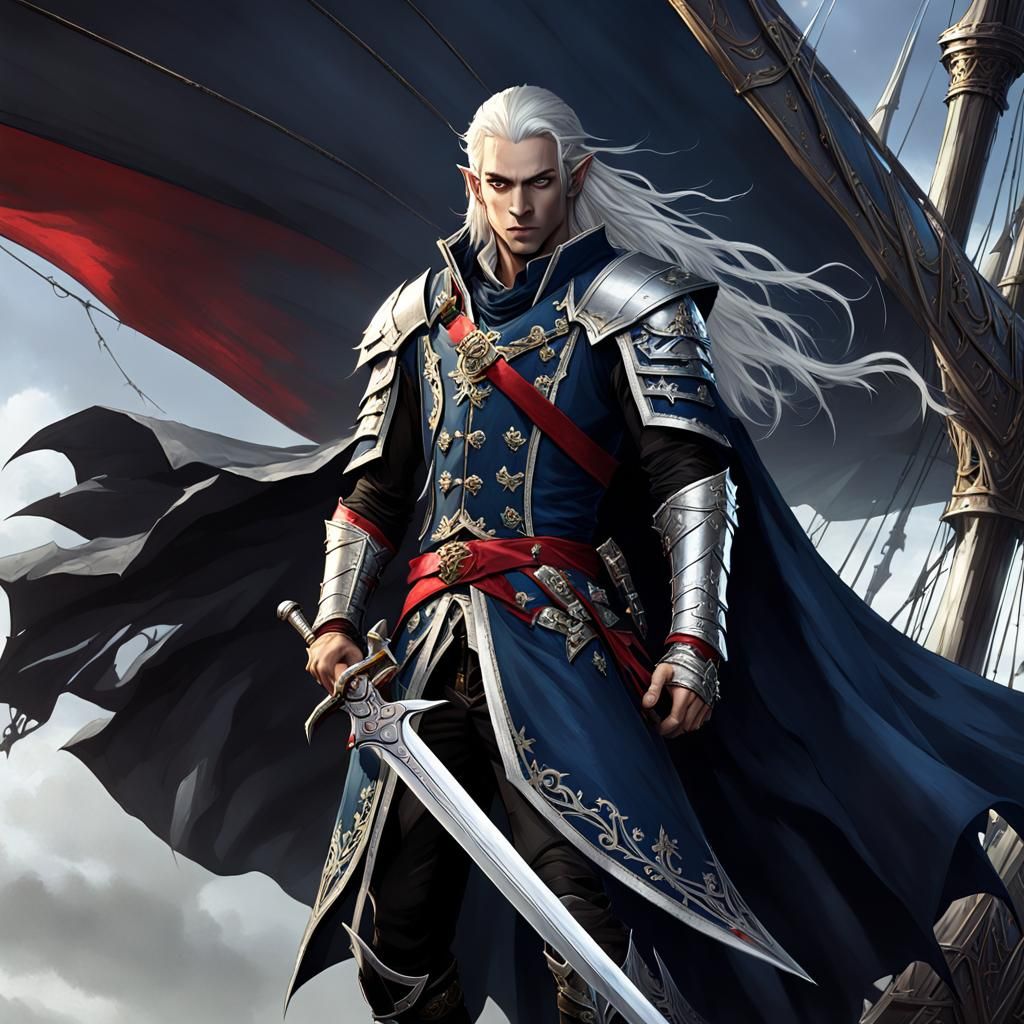 Elf Pirate Boarding Airship: Fantasy Artwork