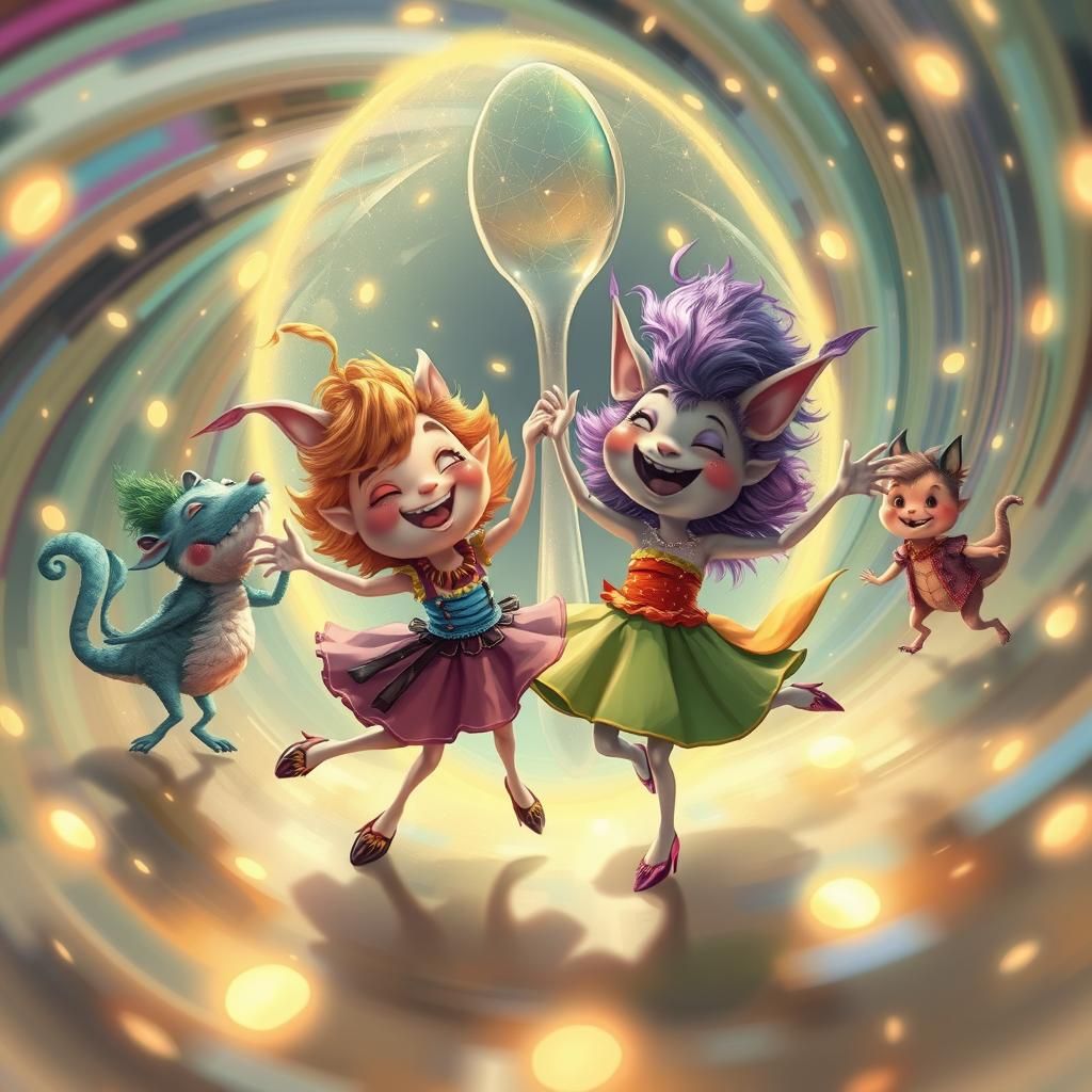 Whimsical Creatures Dance in Dreamlike Illusion