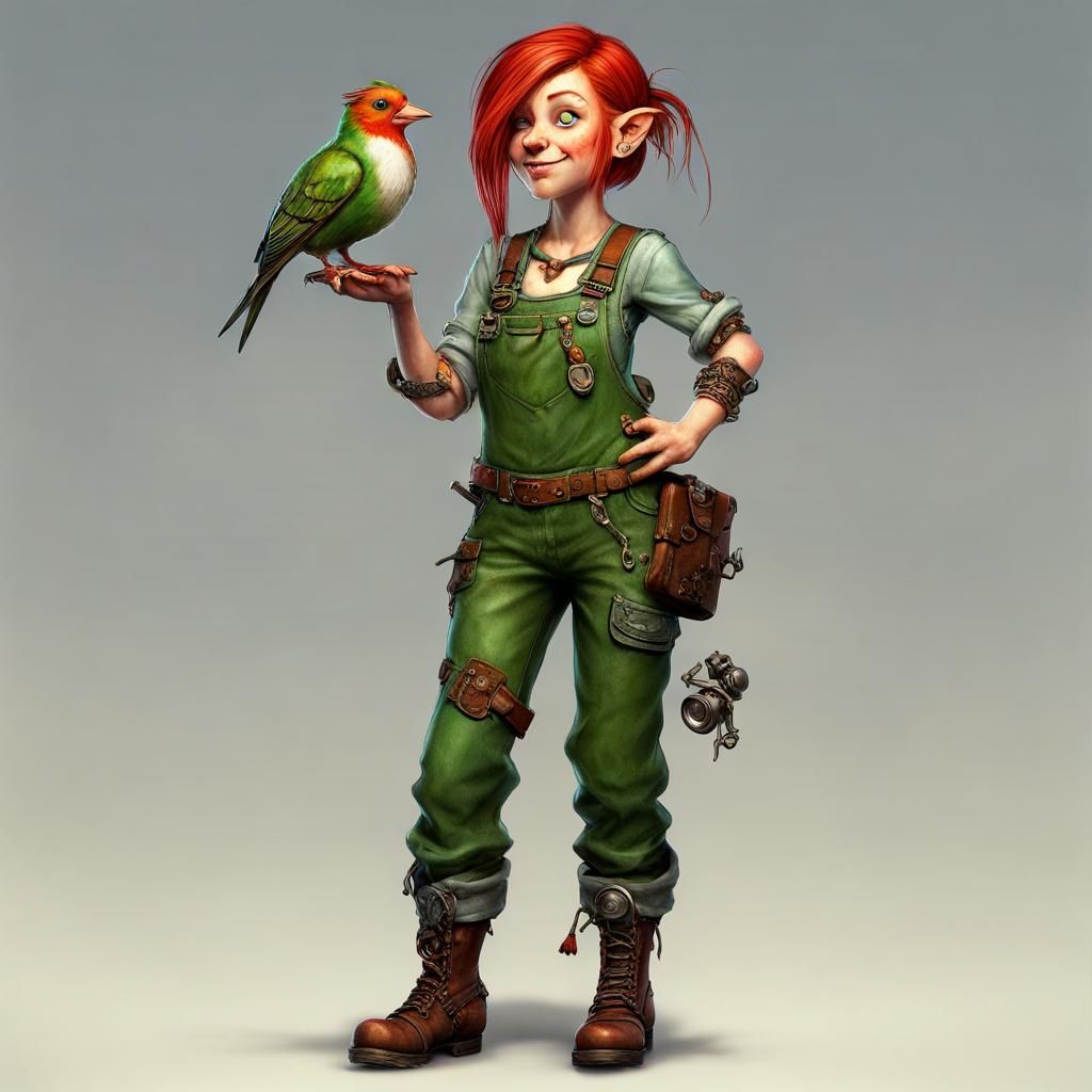 Gnomish Artificer with Mechanical Bird Companion