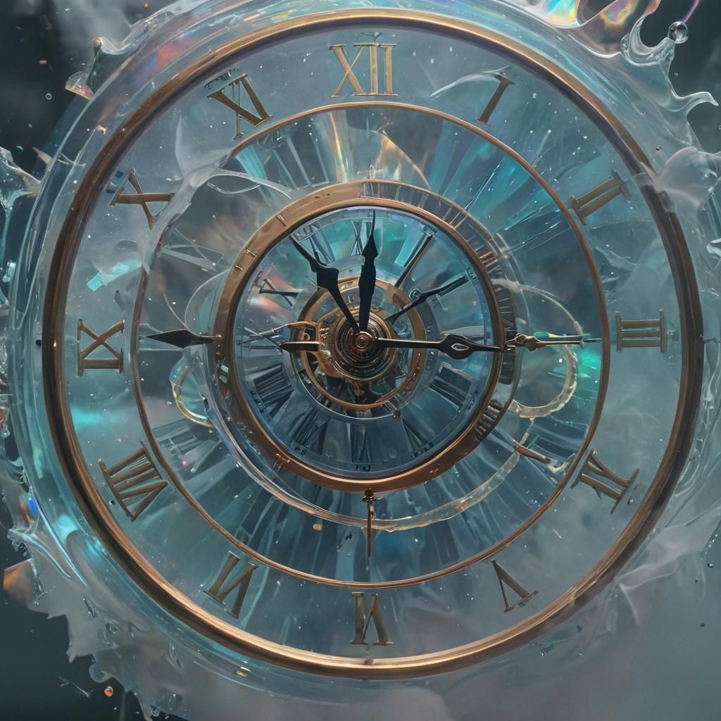 Ethereal Broken Clock in Surrealist Dreamscape