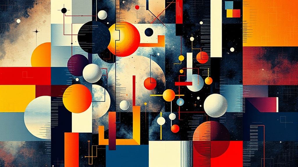 Vibrant Cosmic Abstraction in Geometric Harmony