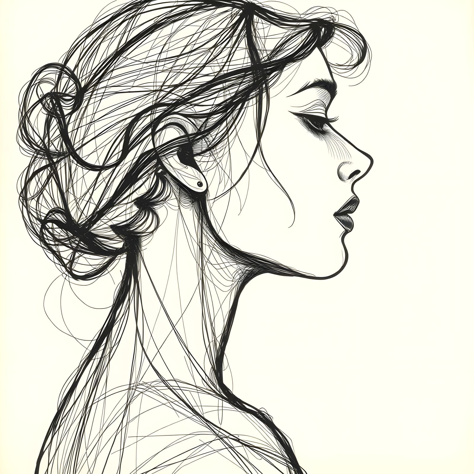 Minimalist Line Art Portrait of a Woman