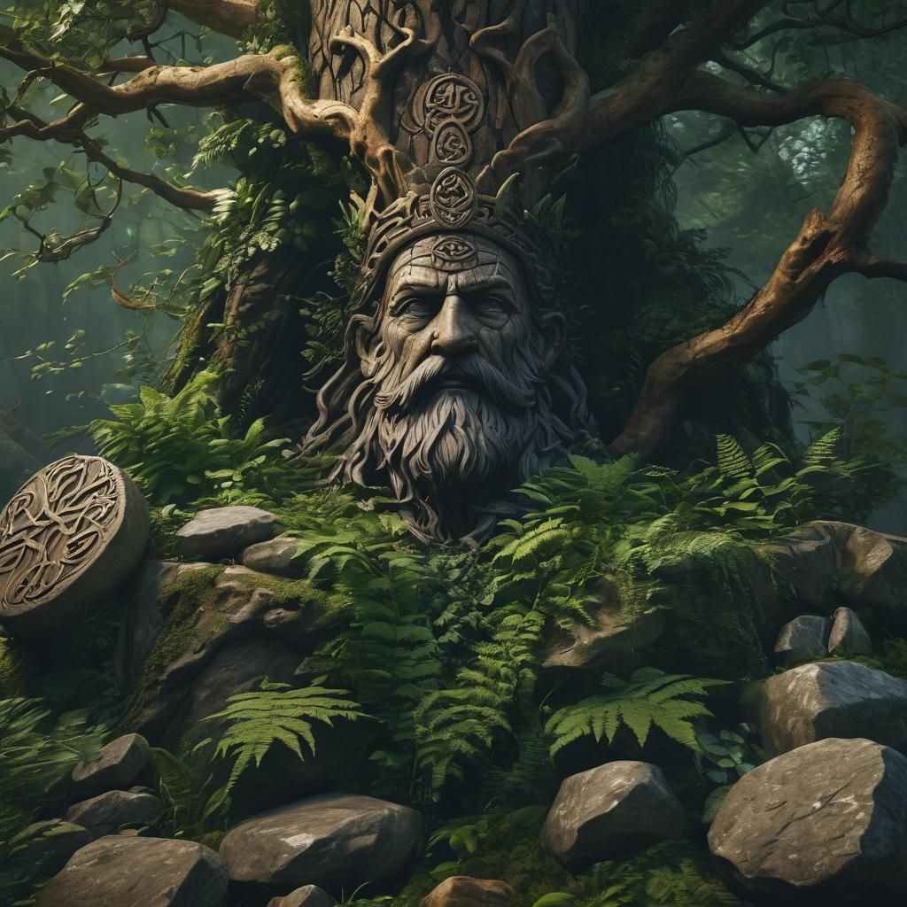 Celtic Forest God on Tree Throne