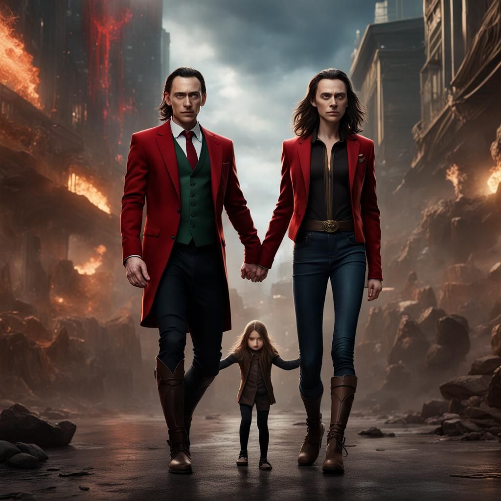 Loki Holding Hands With Teenage Girl: Matte Painting