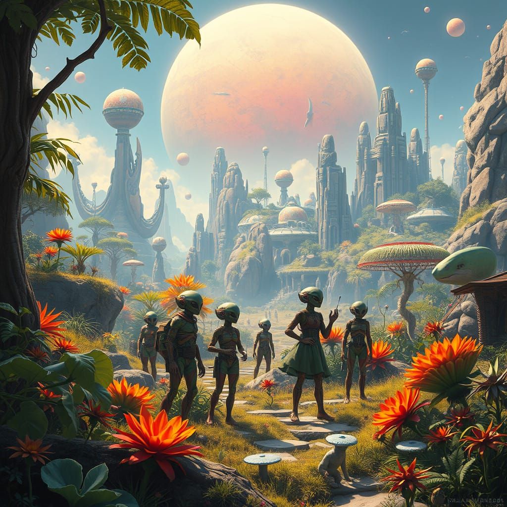 Humans Coexist with Aliens in a Distant World