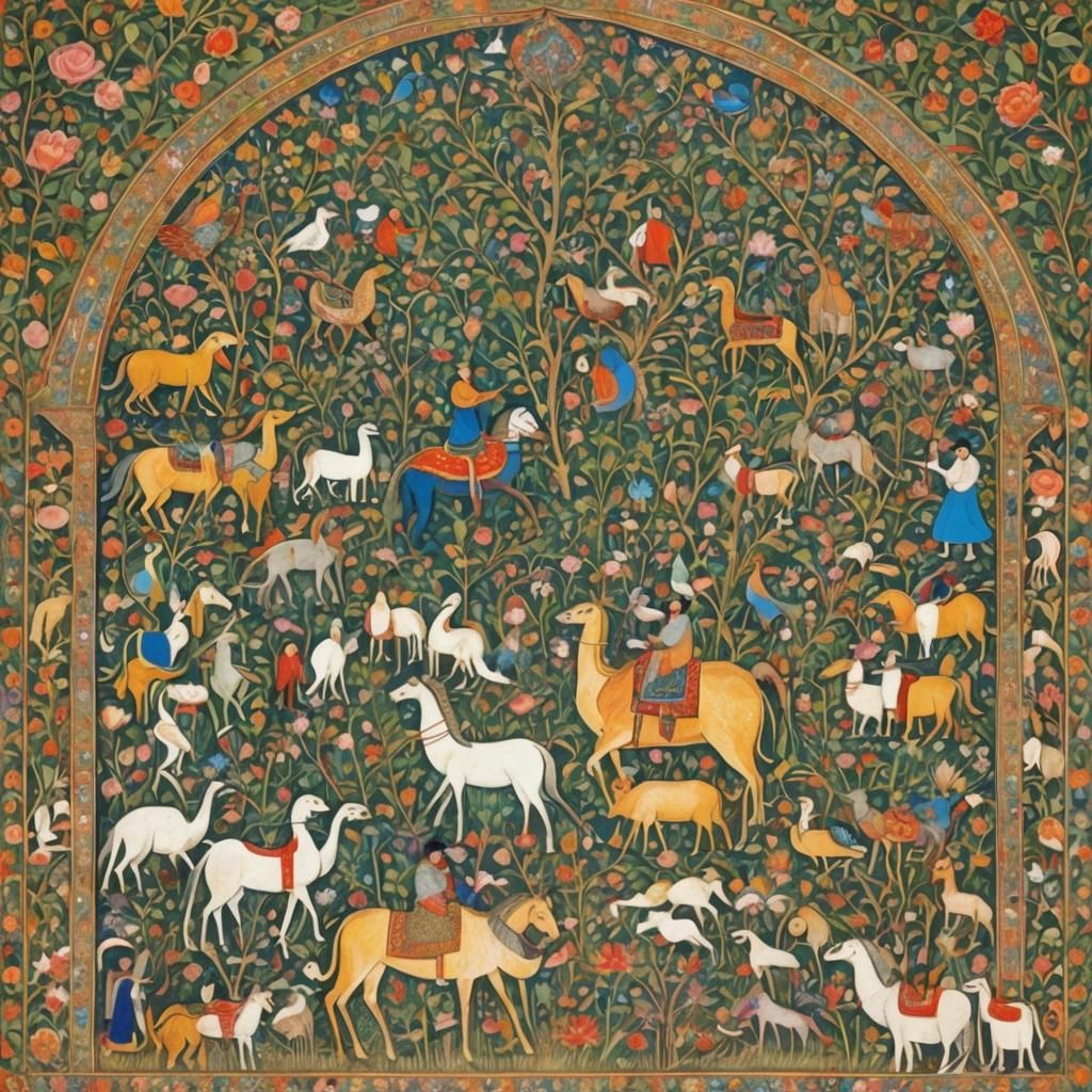 Simorgh Scene in Art Brut Style