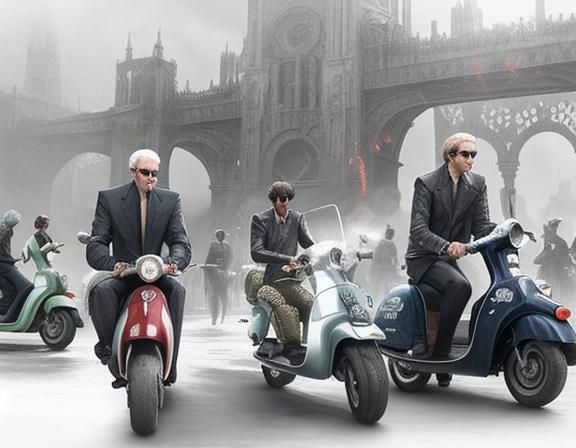 Mods on 1960s scooters