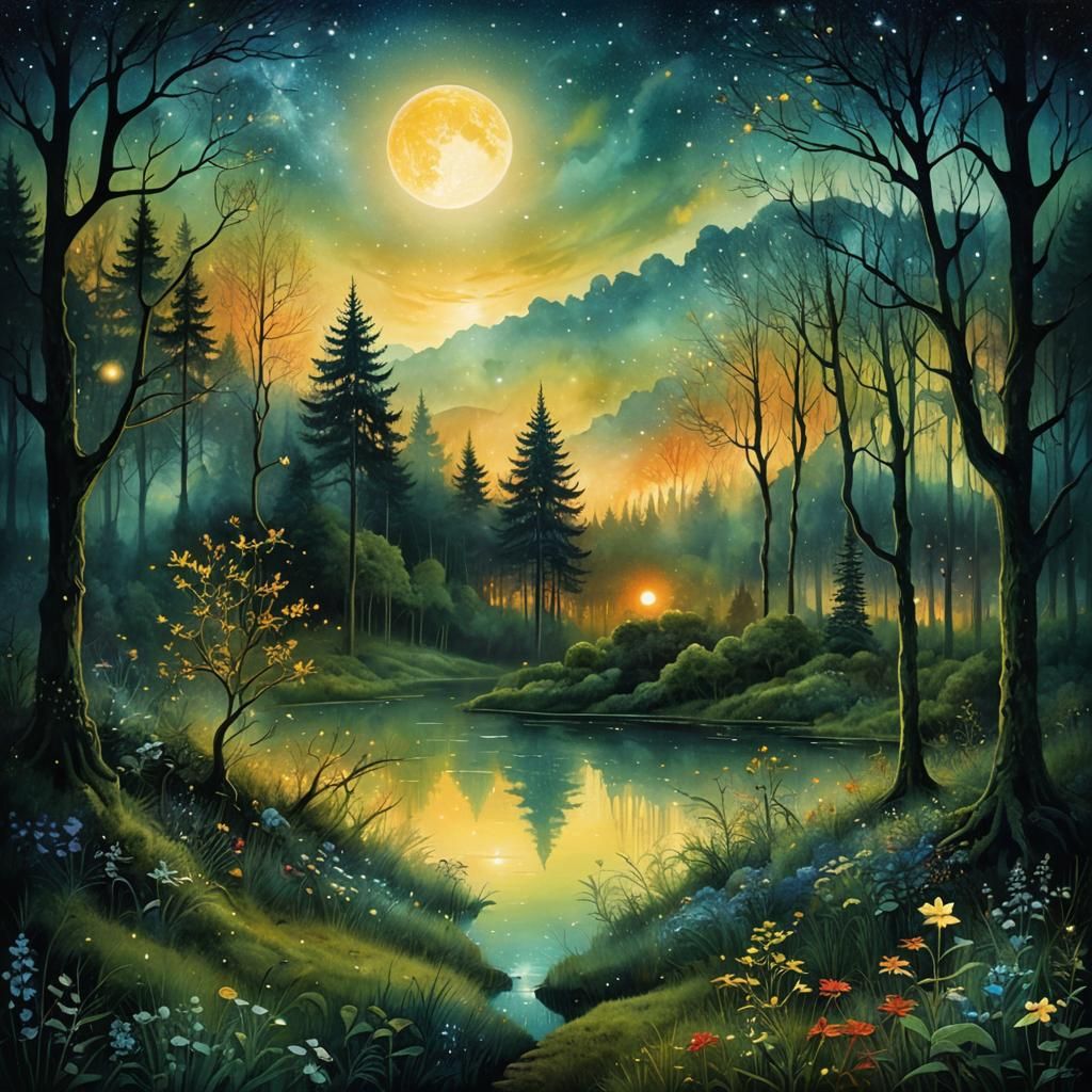 Surreal Summer Sunrise in Dreamlike Style