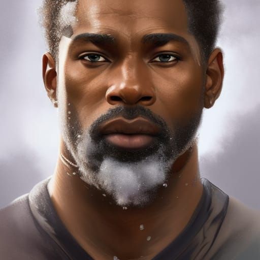 Detailed Portrait of African American Man with Beard
