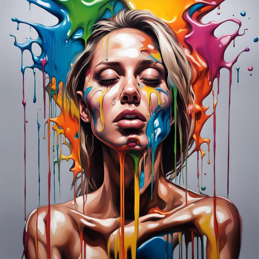 Woman Reflected in Trompe L'Oeil Mirrors as Graffiti Art