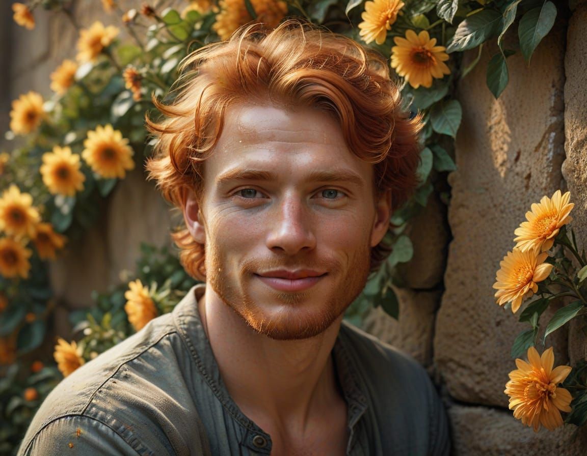 Redhead Man in Sunlight, Rembrandt-Inspired