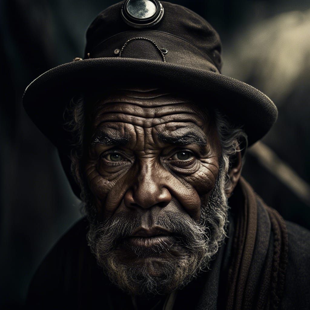 Detailed Portrait of 19th Century Coal Miner