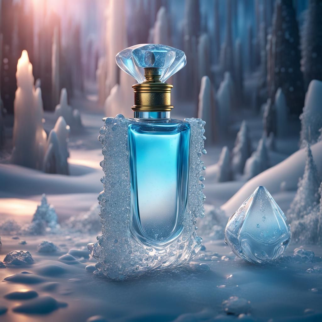 Aurora Borealis Reflecting on Perfume Bottle, Digital Art