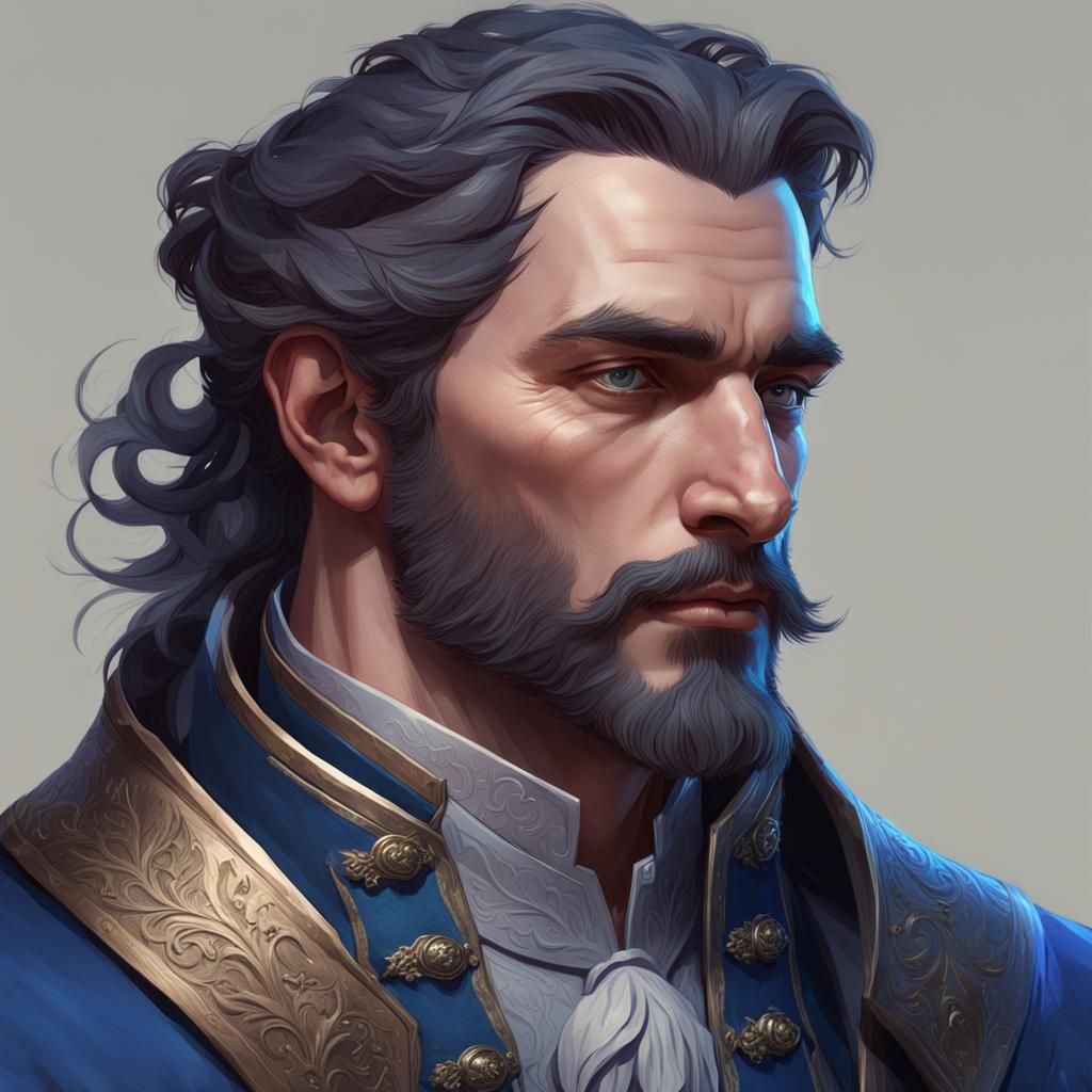 Dark Fantasy Portrait of French Nobleman in Art Nouveau Styl...