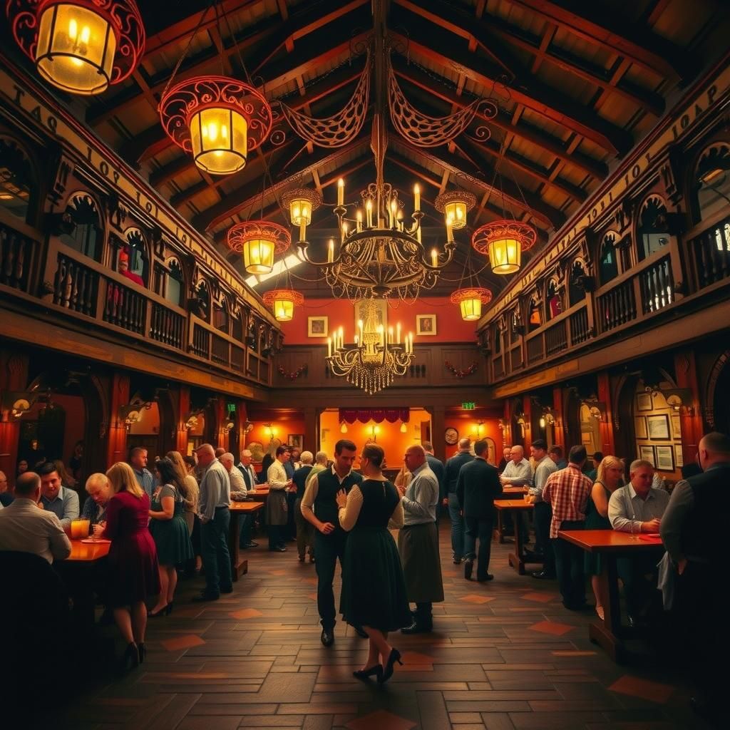 Cozy 19th Century Bavarian Beer Hall Scene
