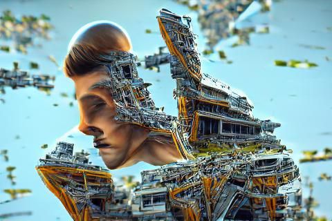 Fractured Man in Sci-Fi Space Core