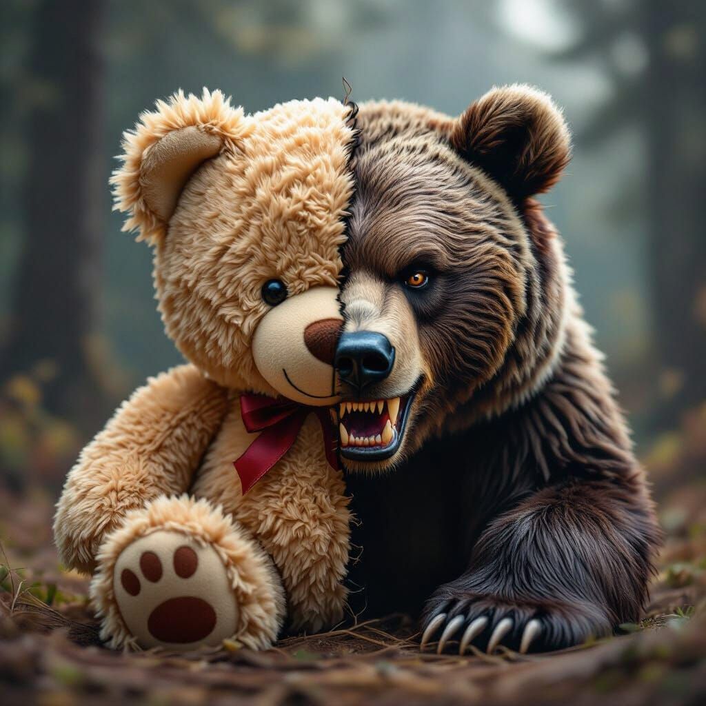 Surreal Half Teddy, Half Grizzly Bear Morph