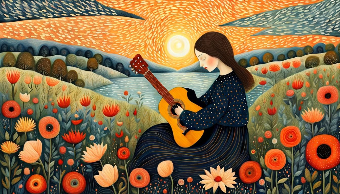 Dreamy Whimsical Girl in Galaxy Illustration