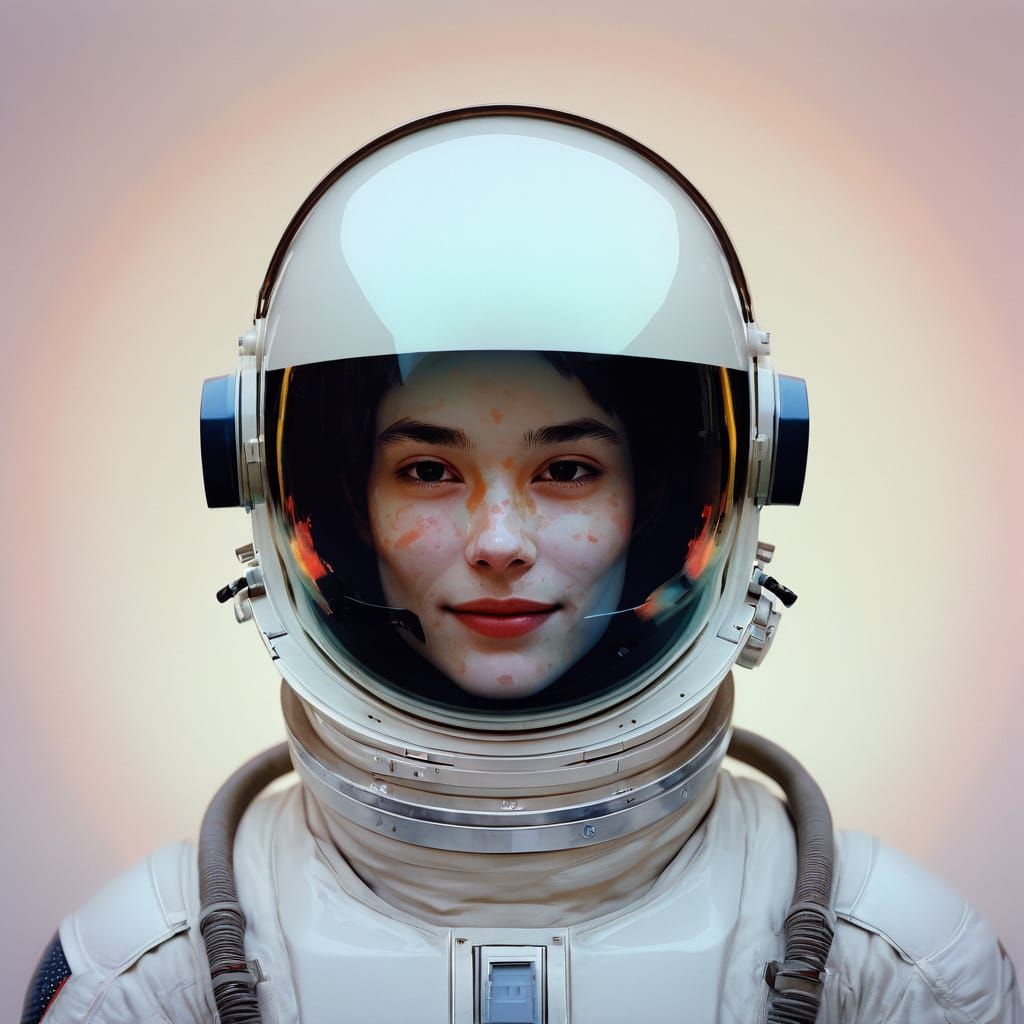 Minimalist Portrait with Space Helmet by O'Keefe and Schmid