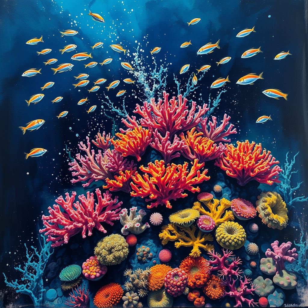 Coral Reef in Graffiti Art Style