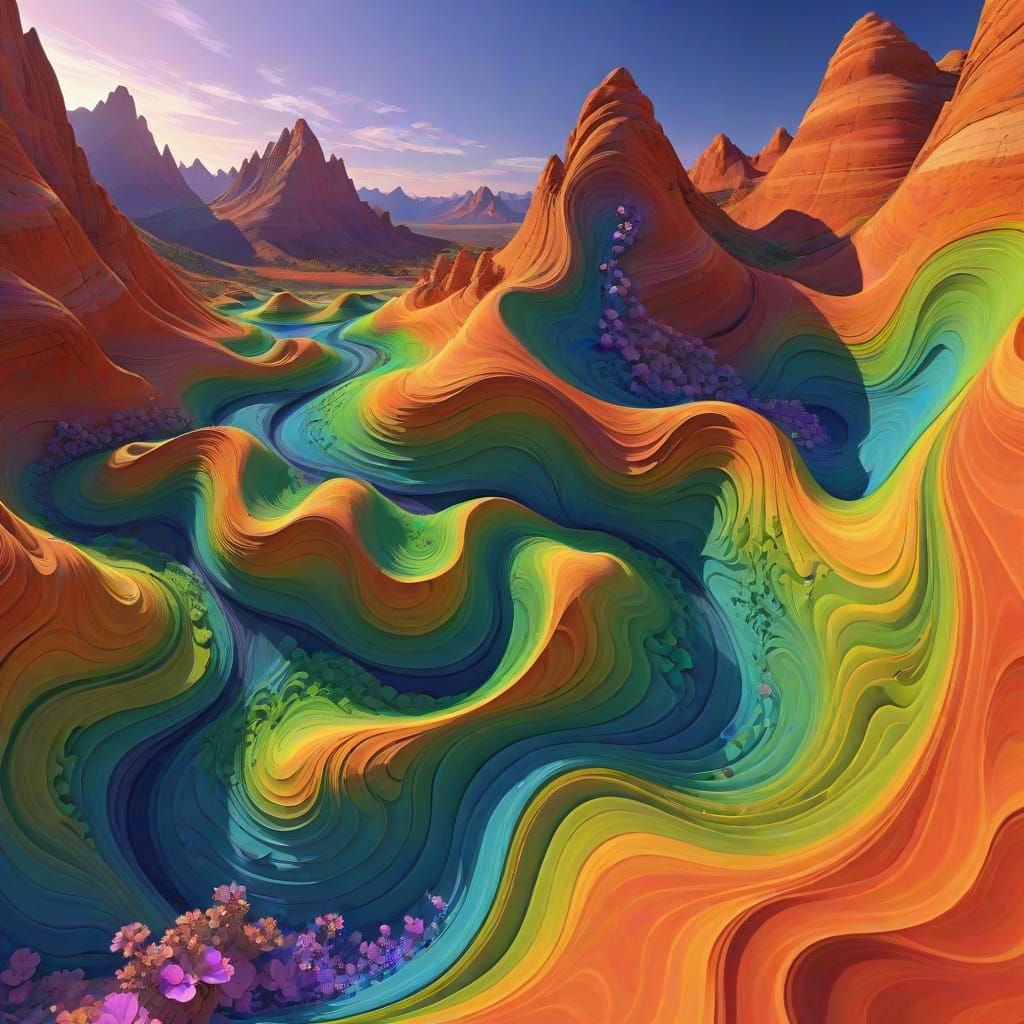 Psychedelic River Valley Fractal Art