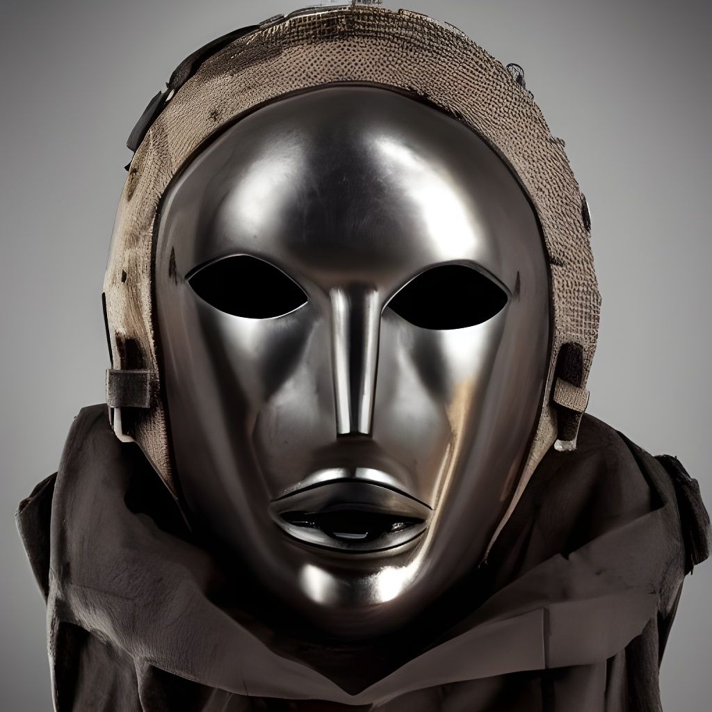 Dystopian Metal Mask with Engraved Details