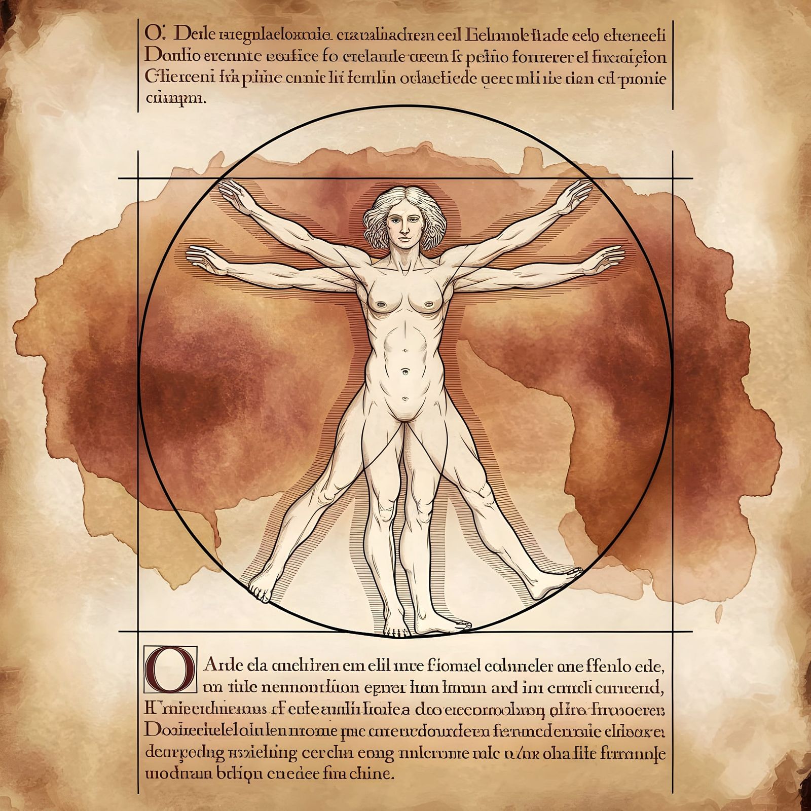 Vitruvian Woman in Elegant Medieval Style