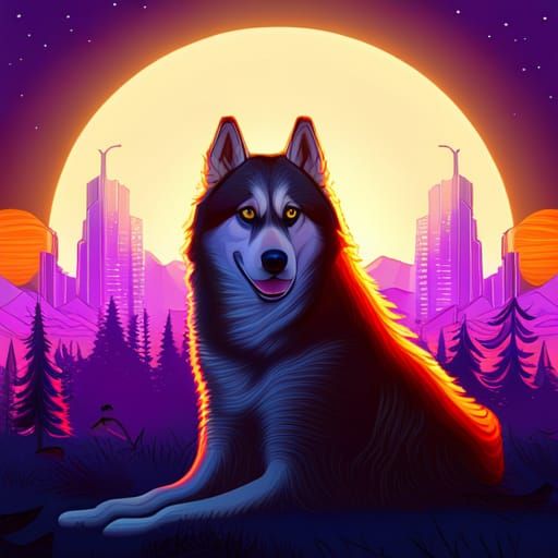 Majestic Siberian Husky in Art Nouveau Style