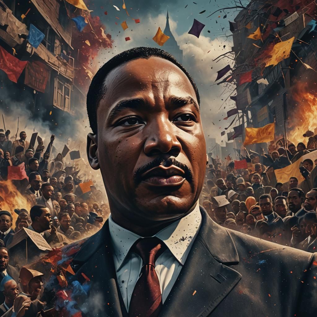 Detailed Portrait of Martin Luther King in Matte Painting St...