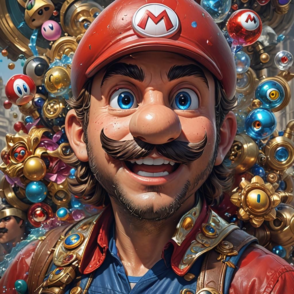 Hyperdetailed Super Mario Portrait in Digital Art Style