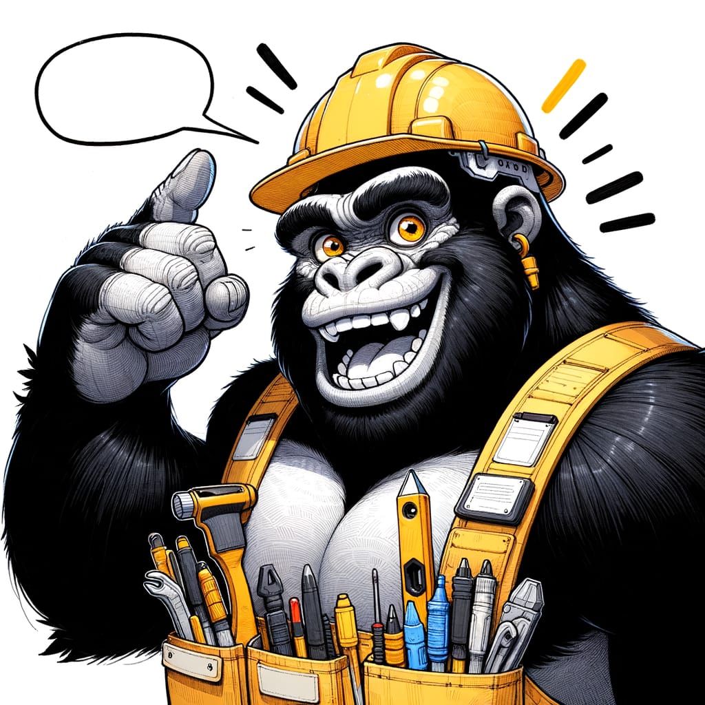 Friendly Gorilla in Comic Style with Hard Hat